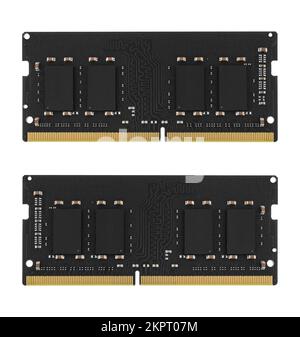 RAM for laptop SODIMM, on a white background in isolation, view from two sides Stock Photo