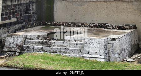 Mexico City (Mexico) The ruins of the Aztec house of the eagles near the Templo Mayor, the main temple of Tenochtitlan, capital of the Aztec empire. Stock Photo