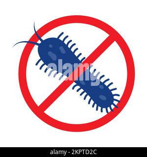 Antibacterial defence icon. Stop bacteria and viruses prohibition sign ...