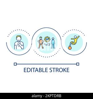 Releasing hidden blocks to success loop concept icon Stock Vector