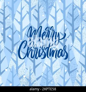 Merry Christmas Winter Forest Postcard Stock Vector
