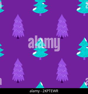 Purple Christmas Tree Seamless Pattern Stock Vector