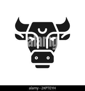 Bull head black glyph icon Stock Vector