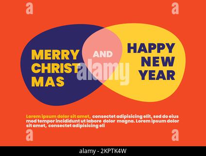 Merry Christmas and Happy new year in free form template poster. Colorful graphic concept. Vector illustration Stock Vector