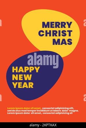 Merry Christmas and Happy new year in free form poster. Colorful graphic concept. Vector illustration Stock Vector