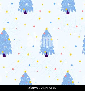 Baby Christmas Tree Seamless Pattern Stock Vector