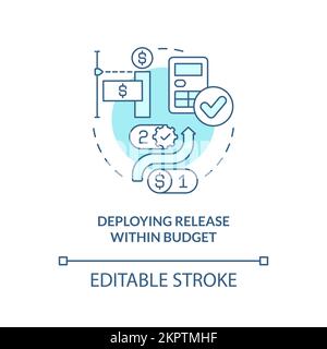 Deploying within budget turquoise concept icon Stock Vector