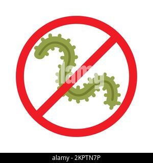 Stop bacteria sign. Crossed circle. Warning pandemic symbol. Cartoon ...