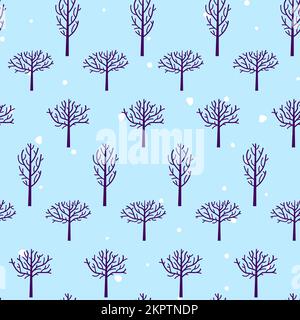 Cold Winter Forest Seamless Pattern Stock Vector
