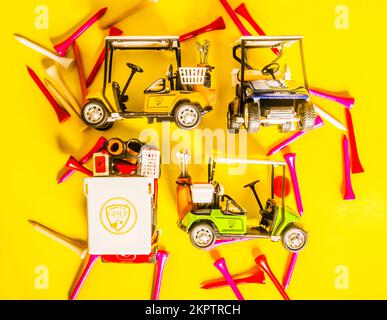 Golf cart, toy for kids, remote controlled, driven by batteries. Golf  souvenir Stock Photo - Alamy