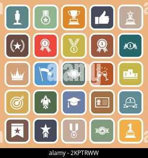 Success flat icons on orange background, stock vector Stock Vector