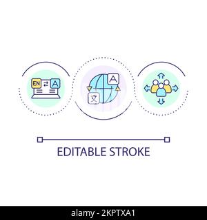 Digital translation services loop concept icon Stock Vector