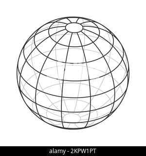 simple classic globe ball sphere wireframe vector isolated on white background Stock Vector