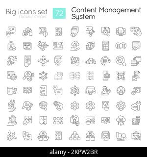 Content management system linear icons set Stock Vector