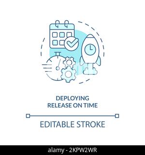Deploying on time turquoise concept icon Stock Vector