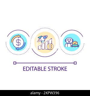 Increase business performance loop concept icon Stock Vector