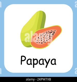 Papaya Clip Art, Illustration for Kids, cartoon fruit illustration Stock Vector