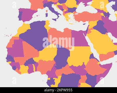 Northern Africa blank map. High detailed political map of northern african rgion Stock Vector