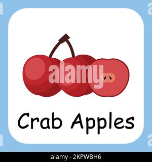 Crab Apples Clip Art, Illustration for Kids, cartoon fruit illustration Stock Vector