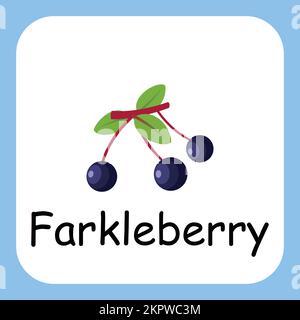 Farkleberry fruit Clip Art Illustration for Kids. cartoon fruit illustration Stock Vector
