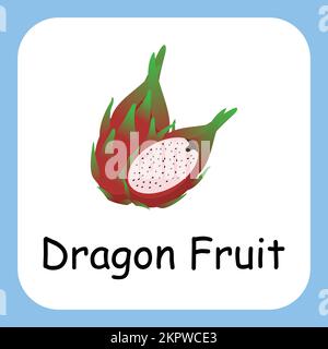 Dragon Fruit Clip Art, Illustration for Kids, cartoon fruit illustration Stock Vector