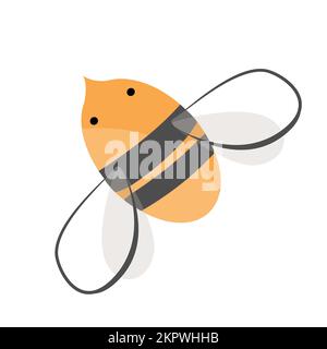 Cute honey bee icon. Cartoon happy flying bee for beekeeping design. Insect character. Vector isolated on white Stock Vector