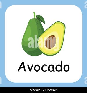 Avocado Clip Art, Illustration for Kids, cartoon fruit illustration Stock Vector