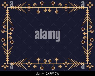 Art deco frame with snowflakes. Vintage linear border.Style of the 1920s and 1930s. Christmas frame design a template for invitations, leaflets and gr Stock Vector