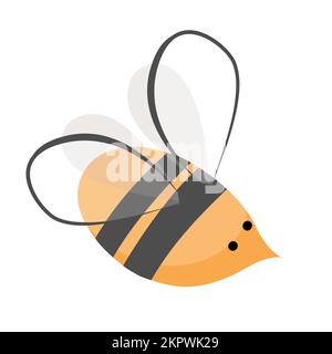 Cute honey bee icon. Cartoon happy flying bee for beekeeping design. Insect character. Vector isolated on white Stock Vector