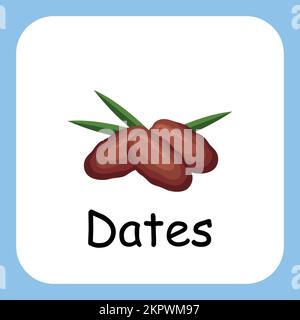 Dates Fruit Clip Art, Illustration for Kids, cartoon fruit illustration Stock Vector