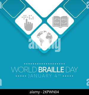 World Braille day is observed every year on January 4. Vector illustration Stock Vector