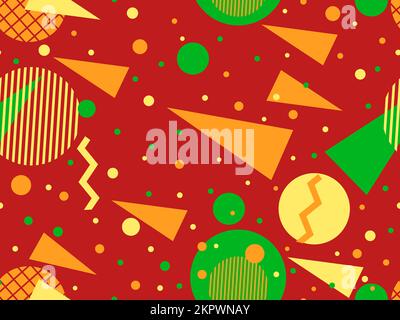 Memphis seamless pattern with geometric shapes in 80s style. Colorful geometric pattern. Design of promotional products, wrapping paper and printing. Stock Vector