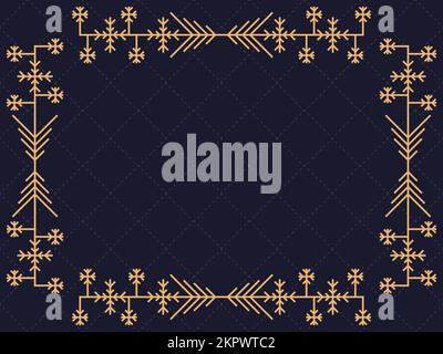 Art deco frame with snowflakes. Vintage linear border.Style of the 1920s and 1930s. Christmas frame design a template for invitations, leaflets and gr Stock Vector