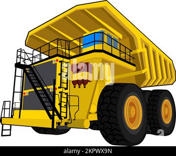 Dump truck flat design vector. Heavy equipment vector illustration Stock Vector