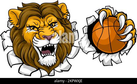 Lion Basketball Animal Sports Team Mascot Stock Vector