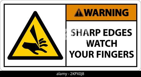 Warning Sharp Edges Watch Your Fingers On White Background Stock Vector