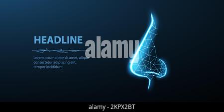 Nose. Abstract vector illustration. Isolated on blue. Nose plastic, allergic rhinitis, women plastic surgeon, face surgery, profile correction, rhinop Stock Vector