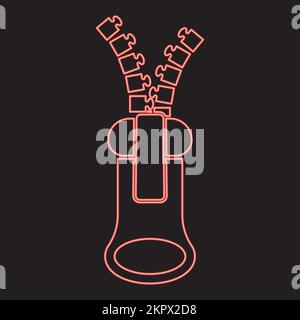 Neon tailor zipper red color vector illustration image flat style light Stock Vector