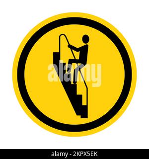 Caution Walk Down Stairs Backwards Sign Stock Vector