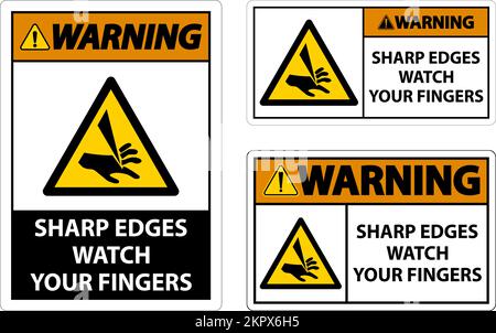 Warning Sharp Edges Watch Your Fingers On White Background Stock Vector
