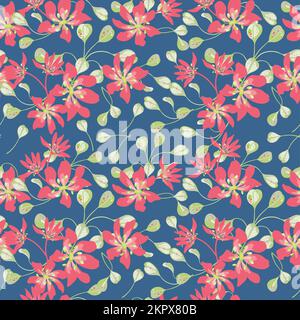 Modern big floral vector seamless pattern. Digital drawn illustration. Can be used as textile fabric or wallpaper, cards, invitatation decoration Stock Vector