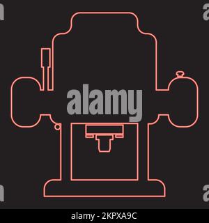 Neon milling cutter red color vector illustration image flat style light Stock Vector