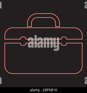 Neon tool box professional red color vector illustration image flat style light Stock Vector