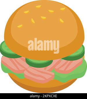 Beef burger icon isometric vector. American food. Bun meat Stock Vector