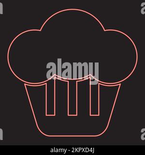 Neon cupcake red color vector illustration image flat style light Stock Vector