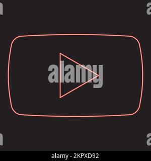 Neon play button red color vector illustration image flat style light Stock Vector