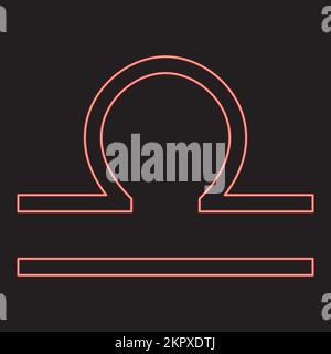 Neon libra symbol zodiac red color vector illustration image flat style light Stock Vector