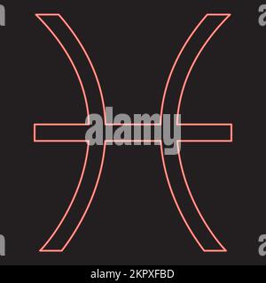 Neon pisces symbol zodiac red color vector illustration image flat style light Stock Vector