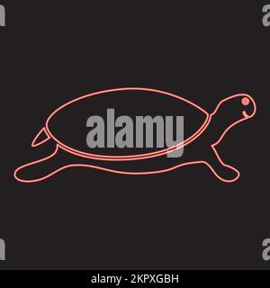 Neon tortoise turtle red color vector illustration image flat style light Stock Vector