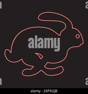 Red Neon Rabit Neon rabbit hare concept speed red color vector illustration image flat ...